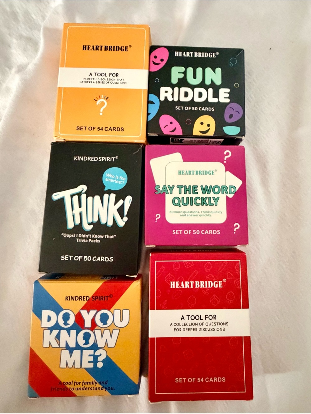 6 packs of small game (question) cards